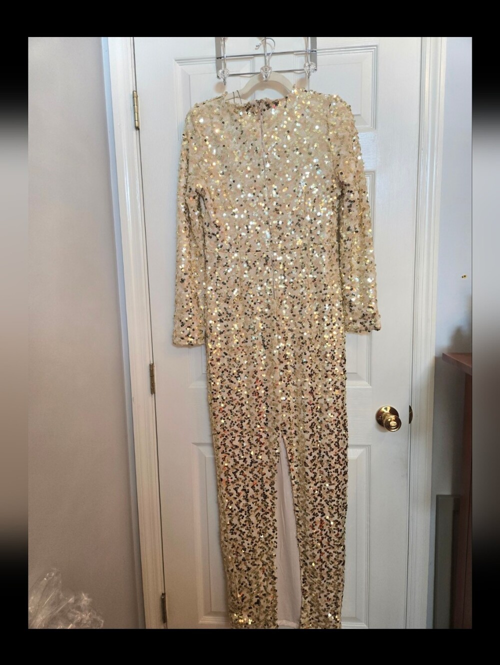 NWT Fashion Nova Champagne Baby Sequin Maxi Dress Gold XL - Picture 4 of 6